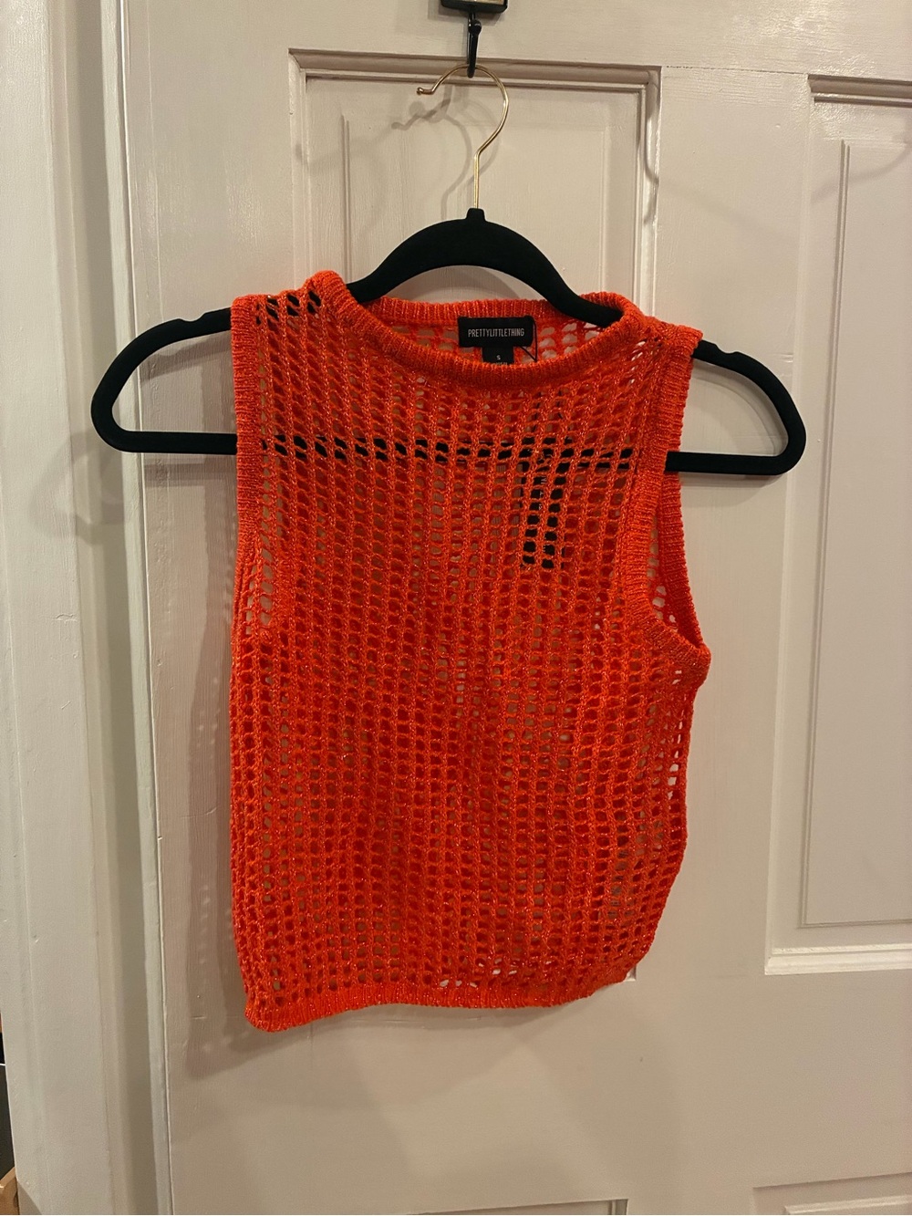PrettyLittleThing Bright Orange Crochet Tank Top